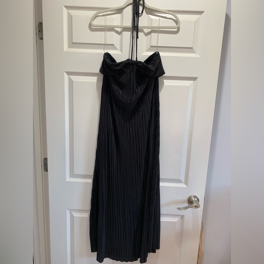 HYFVE Black Strapless Pleated Maxi Dress